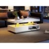 d43d429e-eb8a-401c-b1e0-37f2ab26f9ef.jpg UK ONLY - Led Coffee Table With 2 Drawer Storage, High Gloss Coffee Table For Living Room Open Storage Space Centre Table With 16-Color Led Lights,End Table For Home Office Furniture, White
