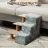 d4cc14cc-838b-4cbc-b192-173c9c2387ca.jpg UK ONLY - PawHut Three-Step Dog Stairs, With Washable Plush Cover, For High Bed Sofa, Dog Stairs For Small Dog And Cat - Light Grey