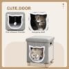 ec911a59-3237-46ff-9d24-a3411a4c8dbb.jpg UK ONLY - PawHut Cat House Cave, Cat Bed Cube With Scratching Pad, Soft Detachable & Washable Cushion, Toy Ball, For Indoor Kittens, Grey