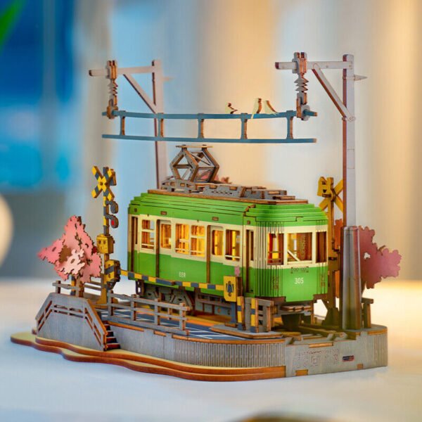 f1f8536a-630a-42a7-bff5-f921abfcbea6.jpg UK ONLY - Rolife Sakura Journey Tram Car 3D Wooden Puzzle Model Toys Teens Gift