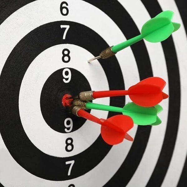 UK ONLY - SIZE 17  DARTBOARD SET 6 DARTS  FAMILY DART BOARD GAME ADULTS KIDS XMAS