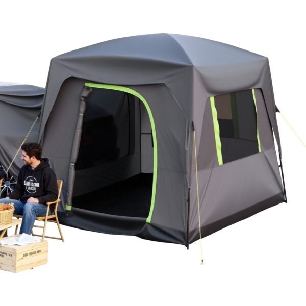06bb6a3d-a465-4259-81e0-940669214816.jpg UK ONLY - SUV Tent For Camping, 10FT L X 8FT W, Waterproof PU2000mm Spacious Double Layer Design For 5-8 Person, SUV Camping Tent With Mesh Windows, Includes Rainfly & Storage Bag, For Outdoor Activities