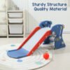 UK ONLY - Toddler Indoor Slide For 0 To 3 Years Old Easy Assembly Dinosaur Shape Foldable Slide With Basketball Hoop Stairs Blue