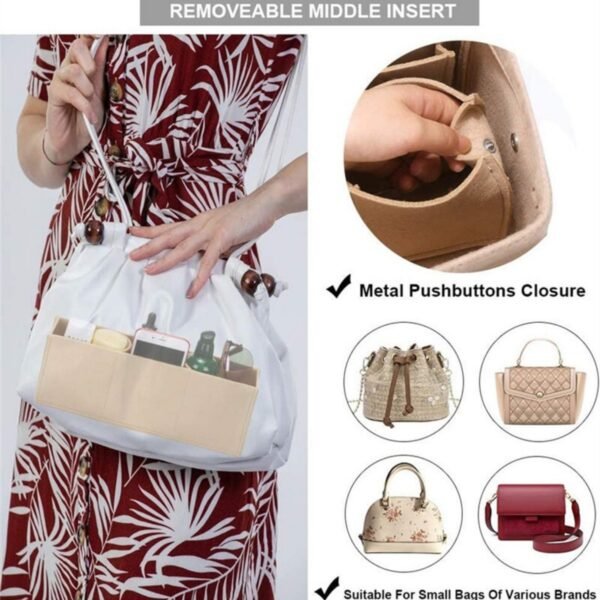 UK ONLY - Ladies Felt Travel Makeup Bag Insert Liner Purse Pouch Women Organizer Handbag