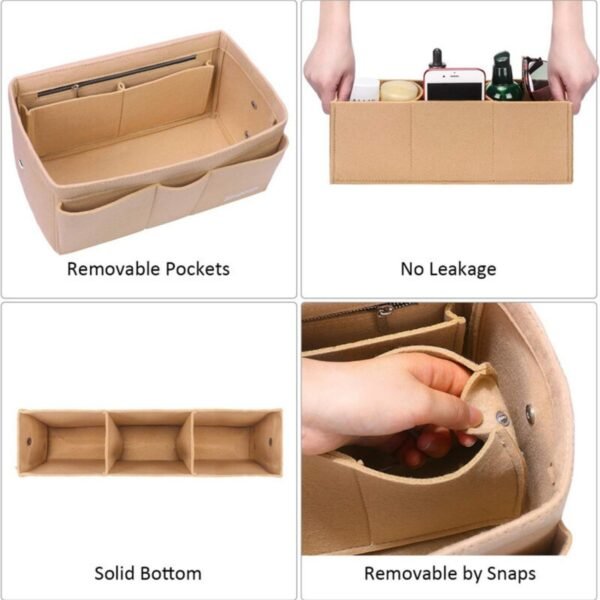 UK ONLY - Ladies Felt Travel Makeup Bag Insert Liner Purse Pouch Women Organizer Handbag