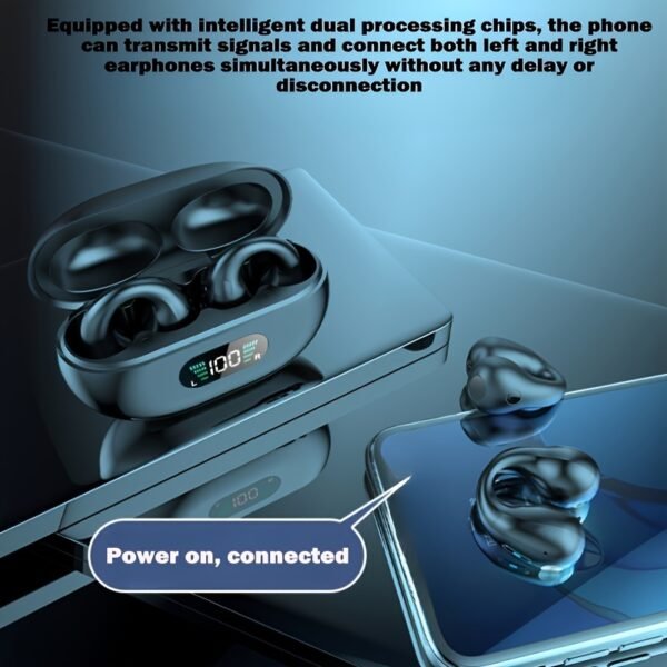 UK Sale Only - The New Ear-clip Wireless Headphones With Battery Level Display And Gaming Bass Are Suitable For Travel, Sports And School