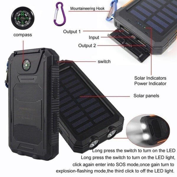 67504a22-823b-4a65-a963-74b8693d6abe.jpg Uk Sale Only - 1O000000mAh Solar Power Bank Waterproof 2USB LED Battery Charger For Cell Phone