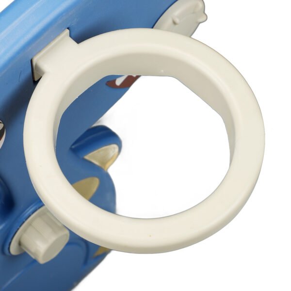 UK ONLY - Toddler Indoor Slide For 0 To 3 Years Old Easy Assembly Dinosaur Shape Foldable Slide With Basketball Hoop Stairs Blue