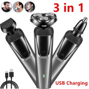 79615e31-08d6-4378-9554-4a139d04b5f5.jpg UK ONLY - Electric Shaver Mens Razor Rotary Waterproof Pop-Up Beard Trimmer Wet Dry Cordless Nose Hair Cutting Barber Shaving Machine