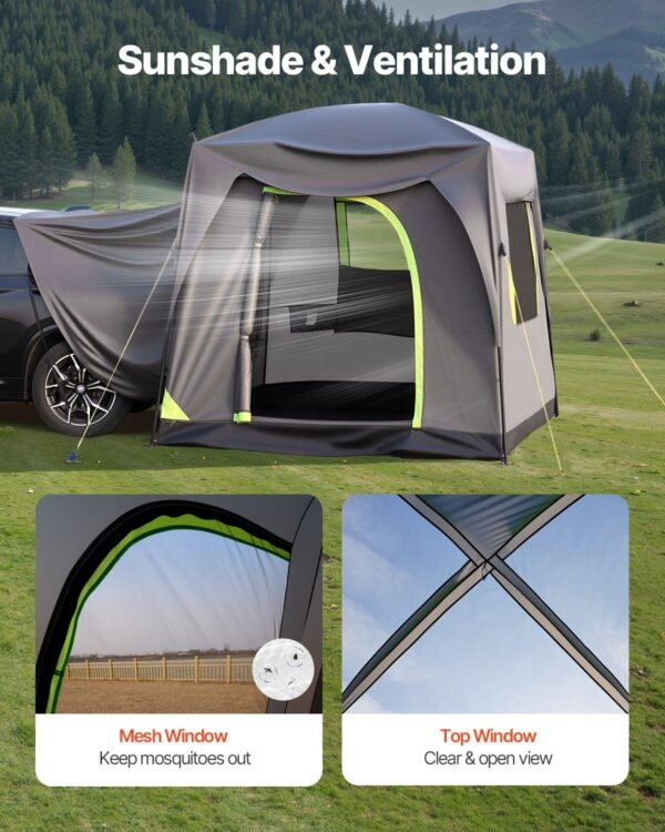 9b028cfc-c6bc-459e-a63a-87084ea741fa.jpg UK ONLY - SUV Tent For Camping, 10FT L X 8FT W, Waterproof PU2000mm Spacious Double Layer Design For 5-8 Person, SUV Camping Tent With Mesh Windows, Includes Rainfly & Storage Bag, For Outdoor Activities