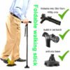 a0b801e6-4d15-43e0-ba16-f22c2b9df116.jpg UK ONLY - Folding LED Walking Stick Cane With Flashlight For Senior Aluminium Travel Hiking Cane Trekking Pole Crutch Handle Strap 5 Gears
