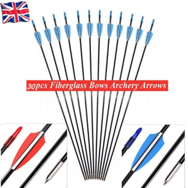 b41f508f-48c4-47da-bd38-bf6aa674fc92.jpg UK ONLY - 30x Fiberglass Archery Arrows For Compound&Recurve Bow Target Shooting Practice