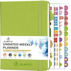 fb0ddb43-6403-4684-924f-5fa6816b8f32.jpg UK Only Sale - Jubtic Planner Pro Non-Dated Weekly Monthly Agenda Planner - A5 Appointment Book
