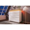 UK Only - Chest Of Drawers,High-gloss Sideboard Cabinet With 2 Doors And 3 Drawers,Storage With RGB LED App-controlled,Multi-purpose Cabinet For Living Room And Bedroom, 115 X 110 X 39 Cm, White