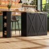 UK Only - 360 Rotating Kitchen Island, Modern Minimalist, Multifunctional Storage Cabinet, Ideal For Bedroom Living Room Dining Room, Swivel Sideboard With Side Shelves, Black Finish, Folding Door Design