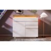 UK Only - Chest Of Drawers,High-gloss Sideboard Cabinet With 2 Doors And 3 Drawers,Storage With RGB LED App-controlled,Multi-purpose Cabinet For Living Room And Bedroom, 115 X 110 X 39 Cm, White