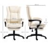 WAS 350 - SALES PRICE - UK Only - Vinsetto PU Leather Office Chair, Swivel Computer Chair With Footrest, Wheels, Adjustable Height, Cream White