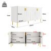 UK Only - White Sideboard 152 X 40 X 75 Cm With Unique Wave Design And Golden Handles And Feet, Creating An Elegant Dining Area