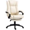 WAS 350 - SALES PRICE - UK Only - Vinsetto PU Leather Office Chair, Swivel Computer Chair With Footrest, Wheels, Adjustable Height, Cream White